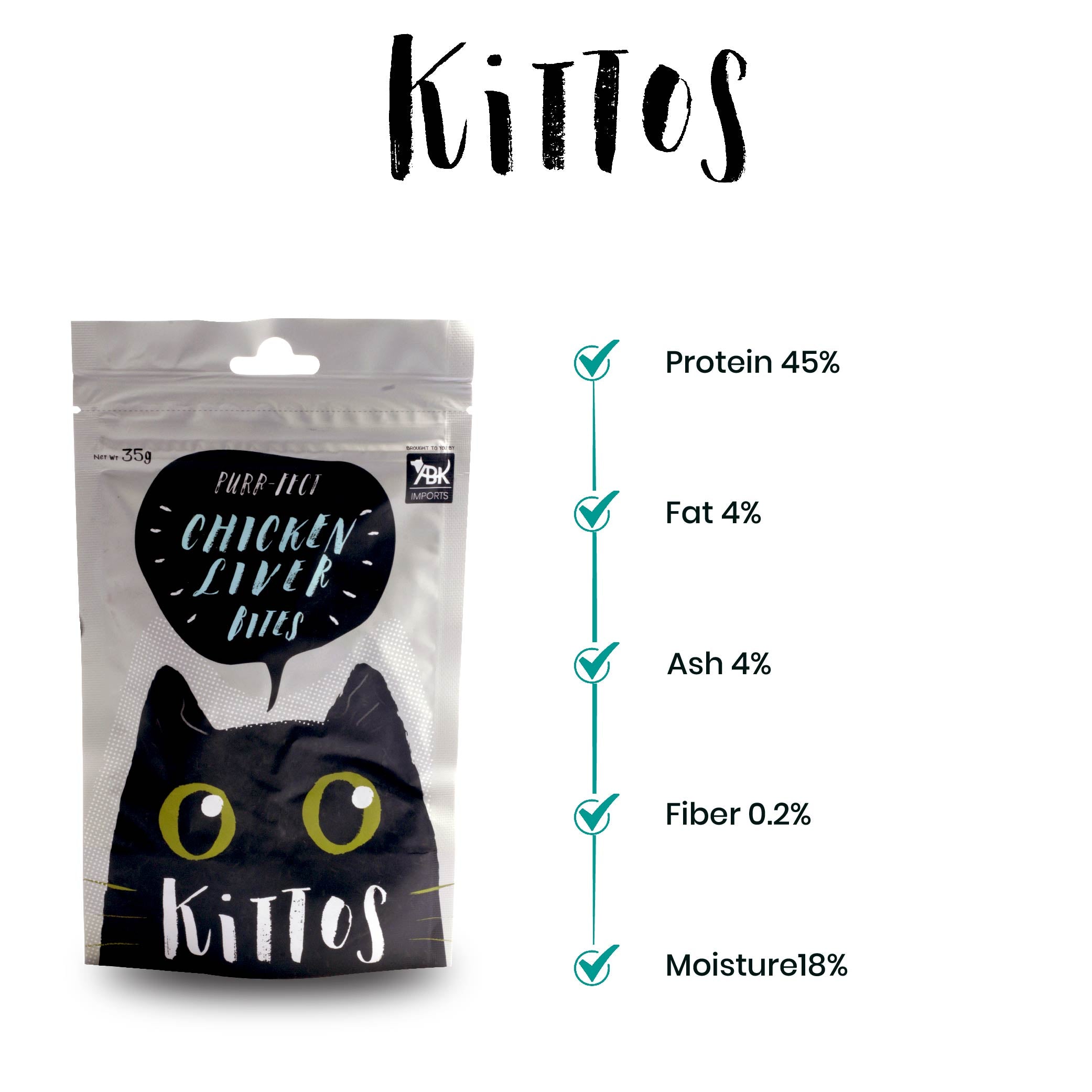 Kittos - Chicken Liver Bites Cat Treat (35 gms)