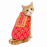 Pawsindia Traditional Royal Zari Kurta For Cats - Pink