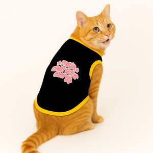 PawsIndia Ribbed Sleeves Printed Cat T-Shirt - Main Character Energy