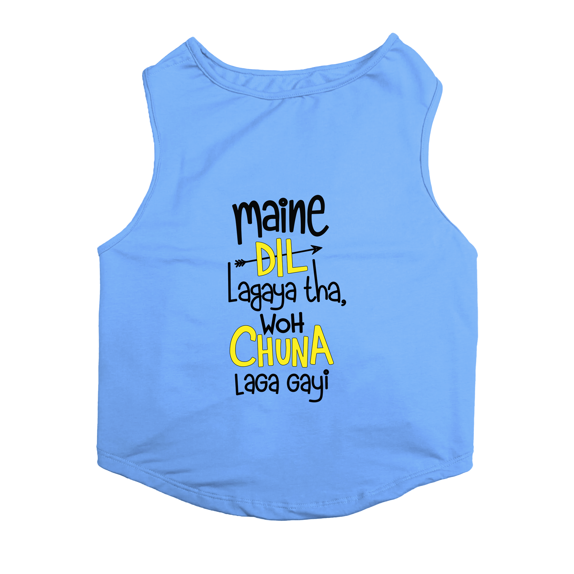 PawsIndia Sleeveless Printed Dog T-Shirt - Dil Naram Dimag Garam