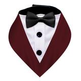 PawsIndia Maroon Tuxedo Bandana With Black Bow For Pets