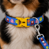 PawsIndia Crazy Monsters Printed Collar & Leash Set for Dogs & Cats