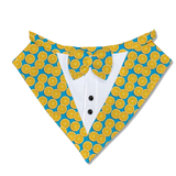 PawsIndia Orange Pattern Tuxedo Bandana With Matching Bow For Pets