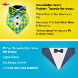 PawsIndia Heart Pattern Tuxedo Bandana With Matching Bow For Pets
