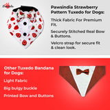 PawsIndia Strawberry  Pattern Tuxedo Bandana With Matching Bow For Pets