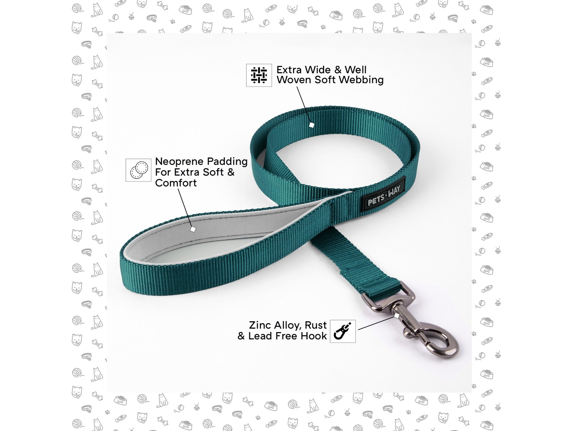 Pets Way Solid Dog Leash - Emerald