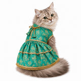 PawsIndia Traditional Royal Zari Dress For Cats - Ice Blue
