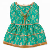 PawsIndia Traditional Royal Zari Dress For Dogs - Ice Blue