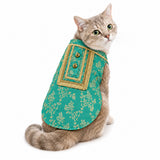 Pawsindia Traditional  Royal Zari Kurta For Cats - Ice Blue