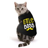 PawsIndia Sleeveless Printed Cat T-Shirt - Little Boss