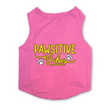 PawsIndia Sleeveless Printed Dog T-Shirt - Pawsitive Vibes