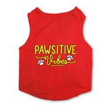 PawsIndia Sleeveless Printed Cat T-Shirt - Pawsitive Vibes
