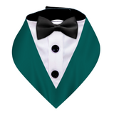 PawsIndia Peacock Green Tuxedo Bandana With Black Bow For Pets