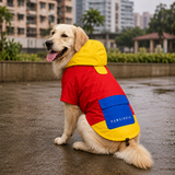 Pawsindia Dog Hooded 360° Raincoat - Red & Yellow