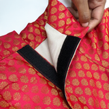 Pawsindia Traditional Gold Printed Dress for Dogs - Red | Ethnic Festive Wear