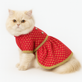 Pawsindia Traditional Royal Brocade Dress for Cats - Red | Ethnic Festive Wear