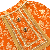 Pawsindia Traditional  Royal Zari Kurta For Cats - Orange