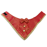 PawsIndia Traditional Royal Brocade Tuxedo For Pets - Red | Ethnic Festive Wear