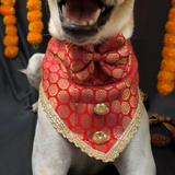 PawsIndia Traditional Royal Brocade Tuxedo For Pets - Red | Ethnic Festive Wear