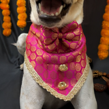 PawsIndia Traditional Royal Brocade Tuxedo For Pets - Pink | Ethnic Festive Wear