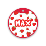 Customized Pet Id Tag - Strawberry Print