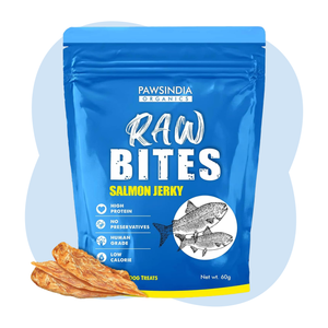 Raw Bites Organic Dehydrated - Salmon Jerky Premium Dog Treats