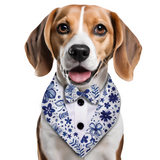 PawsIndia Santorini Pattern Tuxedo Bandana With Matching Bow For Dogs