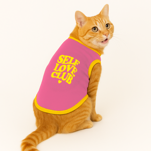 PawsIndia Ribbed Sleeves Printed Cat T-Shirt - Self Love Club