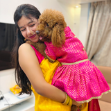 Pawsindia Traditional Royal Brocade Dress for Dogs - Pink | Ethnic Festive Wear
