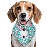 PawsIndia Cloudy Swans Pattern Tuxedo Bandana With Matching Bow For Pets