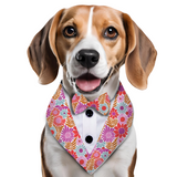 PawsIndia Spring Blooms Pattern Tuxedo Bandana With Matching Bow For Pets