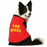 PawsIndia Sleeveless Printed Dog T-Shirt - The Boss