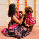 PawsIndia Traditional Royal Zari Dress For Dogs - Pink