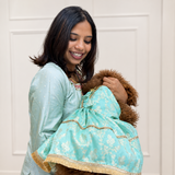 PawsIndia Traditional Royal Zari Dress For Dogs - Ice Blue