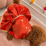 Pawsindia Traditional Royal Brocade Dress for Dogs - Red | Ethnic Festive Wear