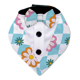 PawsIndia Garden Pattern Tuxedo Bandana With Matching Bow For Pets