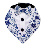 PawsIndia Santorini Pattern Tuxedo Bandana With Matching Bow For Pets