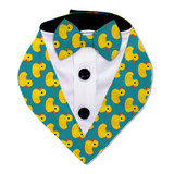 PawsIndia Duck Pattern Tuxedo Bandana With Matching Bow For Pets