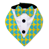 PawsIndia Heart Pattern Tuxedo Bandana With Matching Bow For Pets