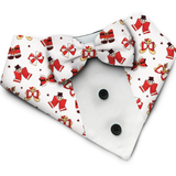 PawsIndia Christmas Gingerbread Pattern Tuxedo Bandana With Matching Bow for Dogs & Cats