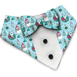 PawsIndia Christmas Santa & Reindeer Pattern Tuxedo Bandana With Matching Bow for Dogs & Cats