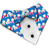 PawsIndia Christmas Polar Bear Pattern Tuxedo Bandana With Matching Bow for Dogs & Cats