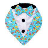 PawsIndia Rainbow Vibes Pattern Tuxedo Bandana With Matching Bow For Pets