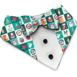 PawsIndia Christmas Vibes Pattern Tuxedo Bandana With Matching Bow for Dogs & Cats