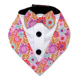 PawsIndia Spring Blooms Pattern Tuxedo Bandana With Matching Bow For Pets