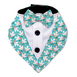 PawsIndia Cloudy Swans Pattern Tuxedo Bandana With Matching Bow For Pets