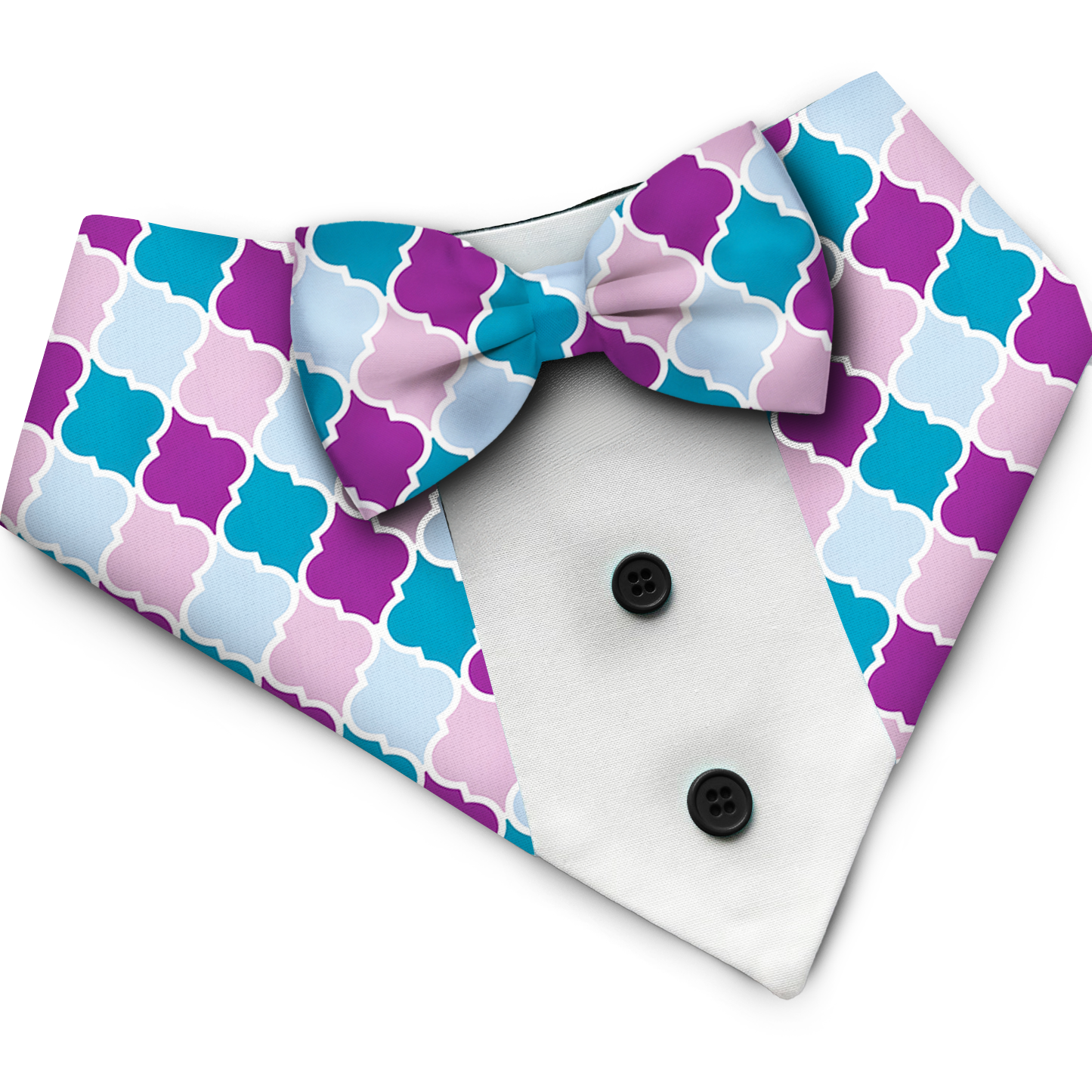 PawsIndia Colorful Pattern Tuxedo Bandana With Matching Bow For Pets
