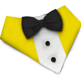 PawsIndia Yellow Tuxedo Bandana With Black Bow For Pets
