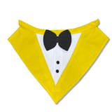 PawsIndia Yellow Tuxedo Bandana With Black Bow For Pets