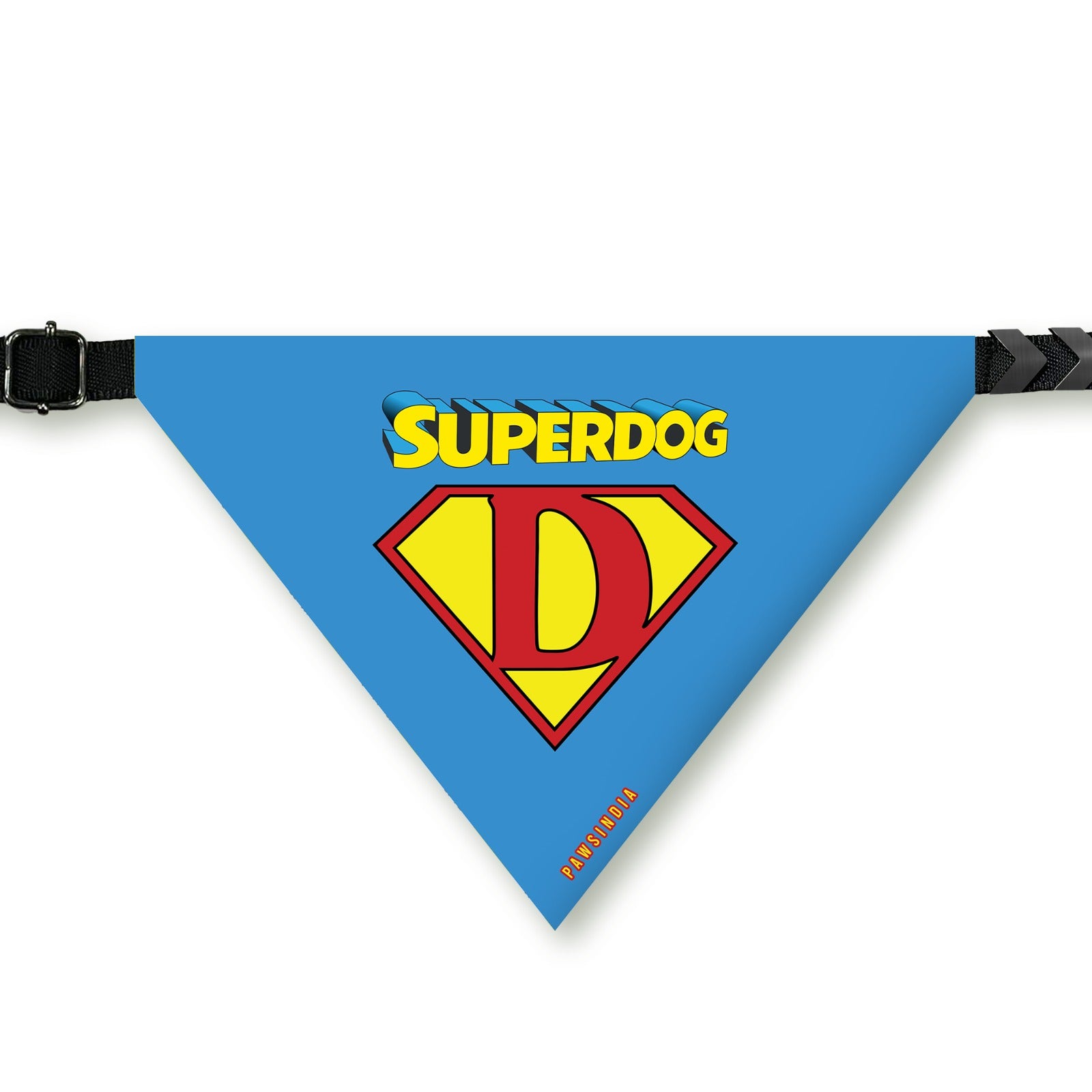 PawsIndia Dog Bandana - Super Dog - Blue